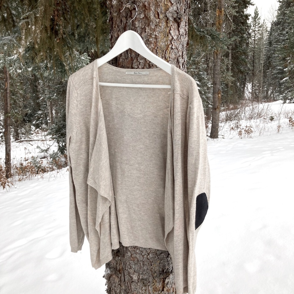 Part Two sweater/ wrap with button closure